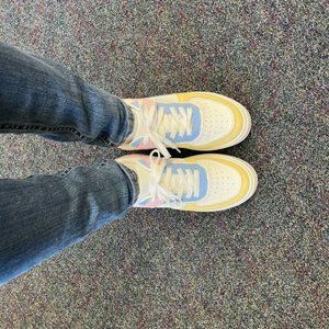 Color Block Lace-up Front Flatform Skate Shoes